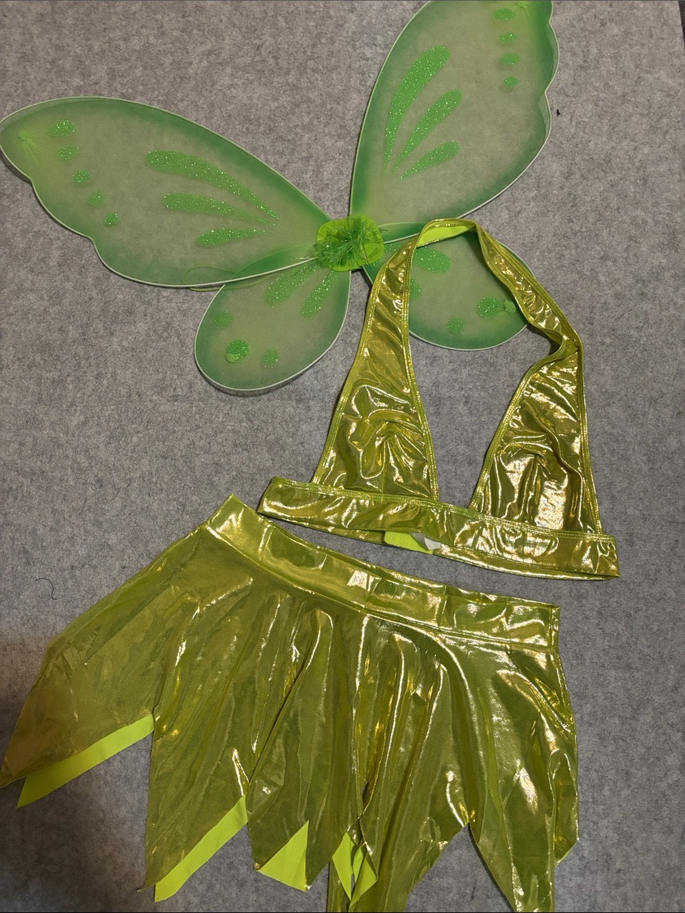 Fairy Tinkerbell Metallic Green Lime Costume Set